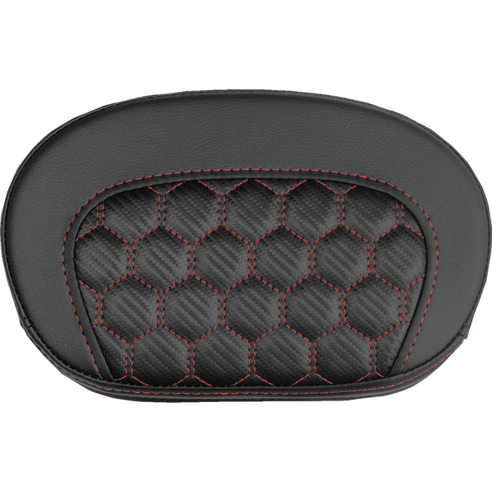 SADDLEMEN 0822-0720 061019004 Mini Contour Sissy Bar Pad honeycomb - red stitch