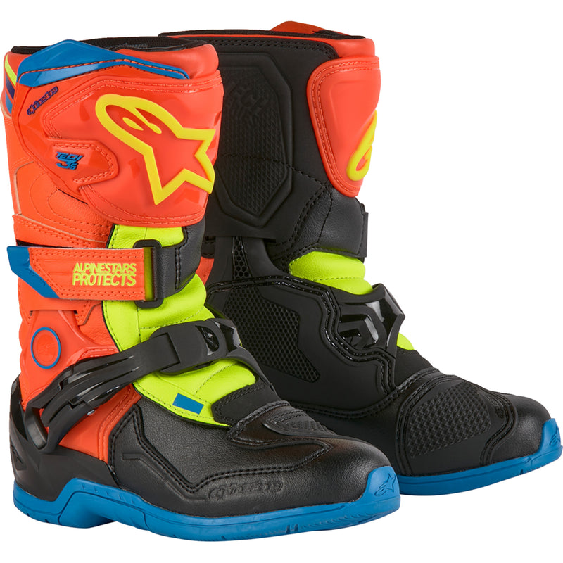 ALPINESTARS Kids Tech 3S Boots Fluorescent - Orange/Fluorescent Yellow/Blue US