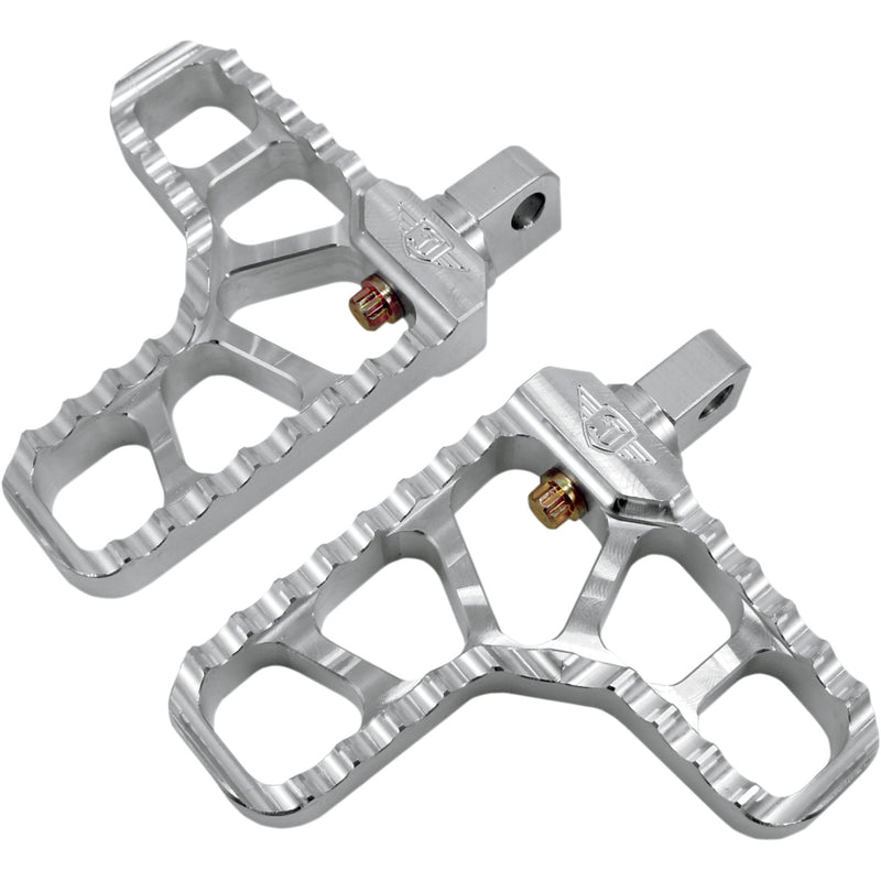 JOKER MACHINE 1620-1149 08-62-1 Adjustable Serrated Billet Footpegs - With Heel - Clear