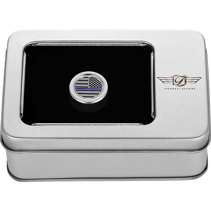 FIGURATI DESIGNS 1602-1476 FD70-HTSC-SS Heel-Toe Shifter Cover blue line american flag - stainless steel