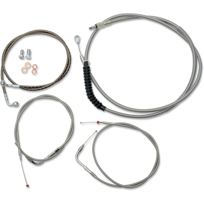 LA CHOPPERS 0610-0377 LA-8130KT-13 Standard Stainless Braided Handlebar Cable/Brake Line Kit - 12" - 14" Ape Hanger Handlebars - Stainless Steel