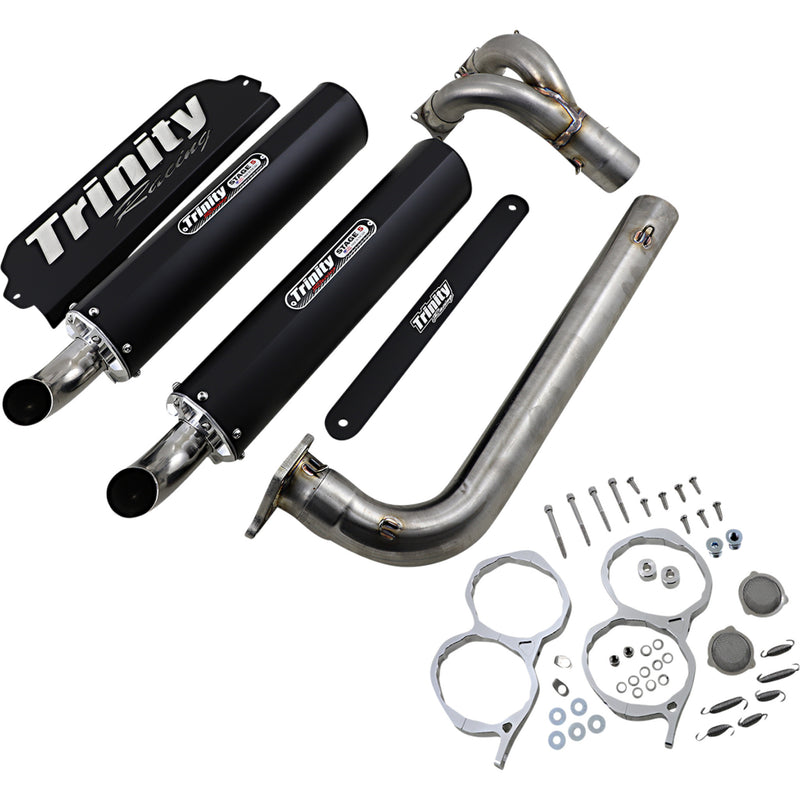 Trinity Racing Stage 5 1-Into-2 Exhaust System - TR-4174D-BK Polaris RZR 2020-2023