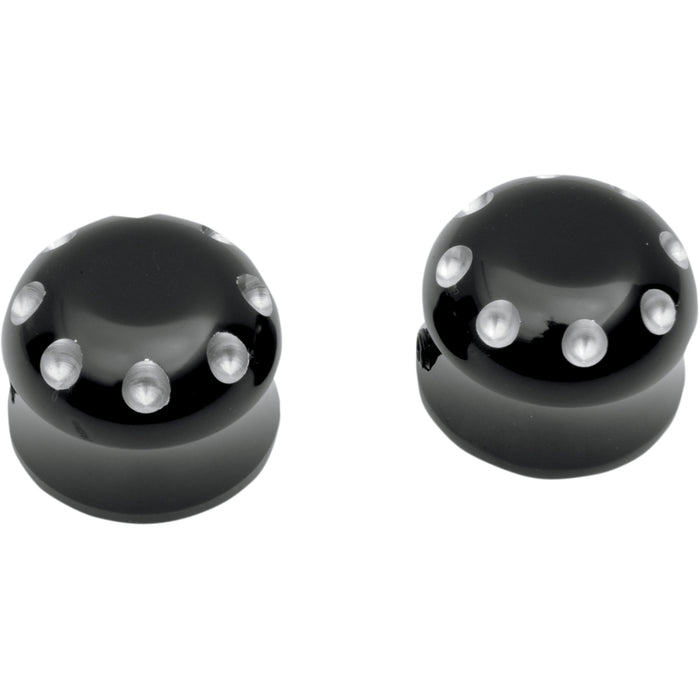 COVINGTONS 0214-0241 C0011-B Axle Cover - Axle Covers - Front - Dimpled - Black - Pair - '80-'06
