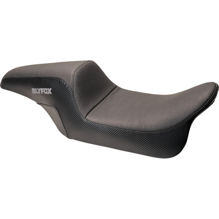 SLYFOX 0803-0745 SlyFox4682B The Drifter Seat - Gray Logo - Smooth Vinyl - Carbon Fiber - Dyna '06-'17