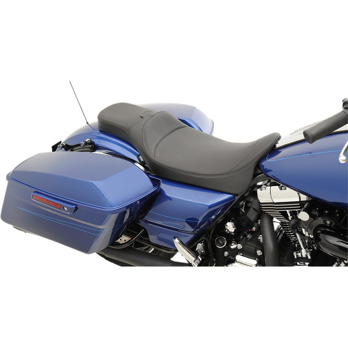 (OPEN BOX) DRAG SPECIALTIES 0801-1005 Extended Reach 2-Up Predator Seat - Mild Stitched - Driver's Backrest - FL '08-'22