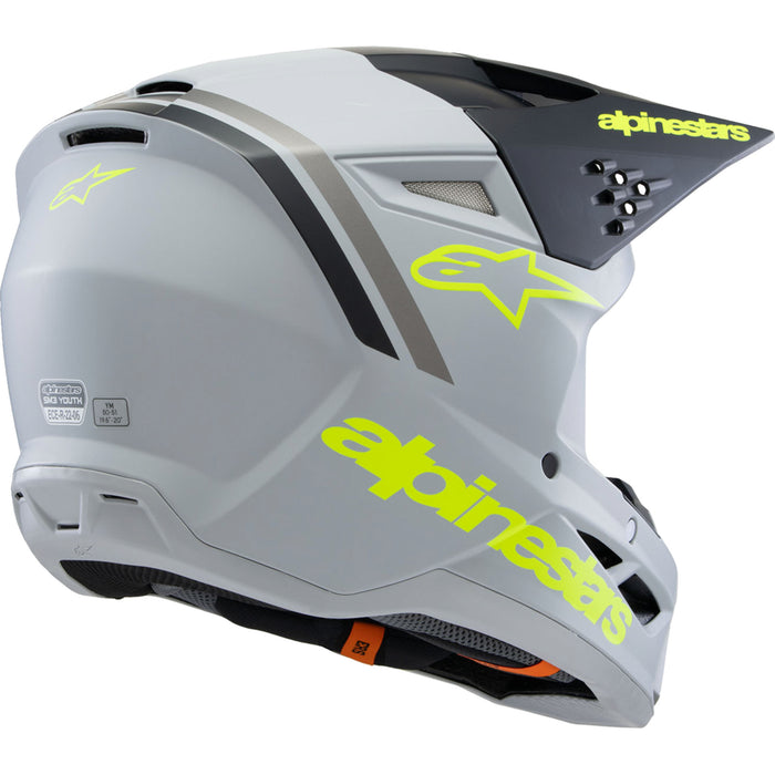 ALPINESTARS Youth SM3 Radium Helmet - Matte Gray/Black/Yellow Fluo