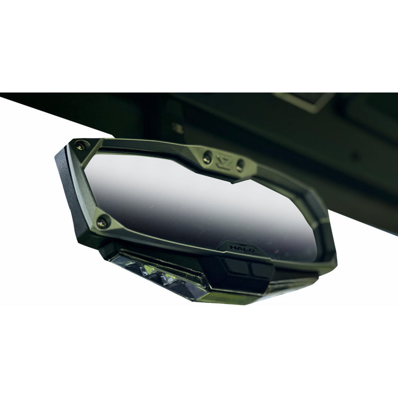 SEIZMIK 0640-1727 56-18032KIT Halo R Rear View Mirror with Cast Aluminum Bezel/LED Cabin Light - CF Moto Mirror - Halo R - Rear View w/LED Cabin Light - Rectangle - Black w/Silver Bezel - Each - CF Moto