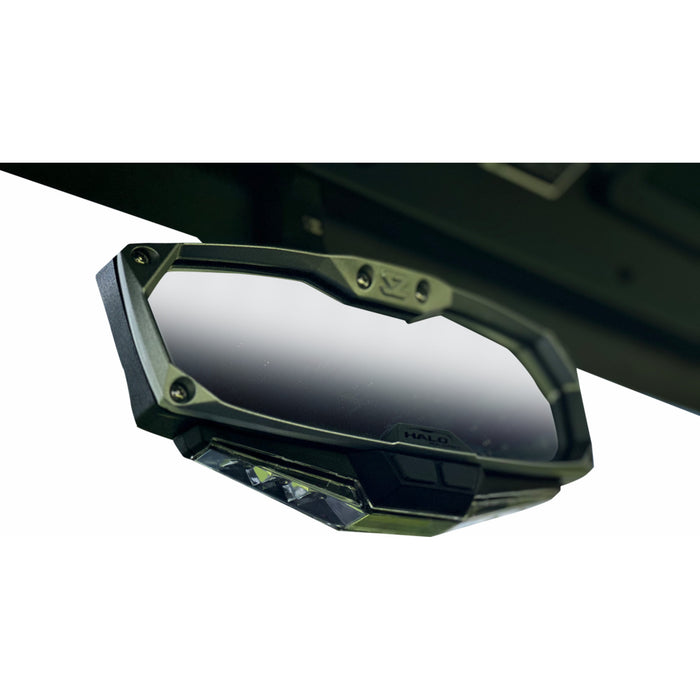 SEIZMIK 0640-1727 56-18032KIT Halo R Rear View Mirror with Cast Aluminum Bezel/LED Cabin Light - CF Moto Mirror - Halo R - Rear View w/LED Cabin Light - Rectangle - Black w/Silver Bezel - Each - CF Moto