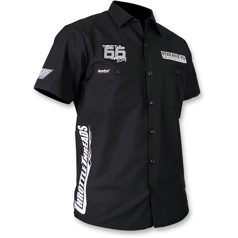 THROTTLE THREADS 3050-2980 TT430S24BK2R Throttle Threads Snow Monochrome Shop Shirt Throttle Threads Snow Shop Shirt - Black - 2XL
