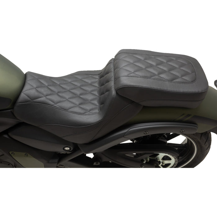 MUSTANG 0810-2388 76431 Squareback Passenger Seat Squareback Seat - Passenger - Black - Diamond Stitch - Vulcan S '15-'23