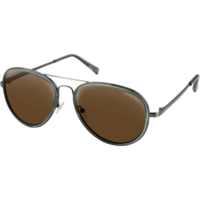 BOBSTER 2610-1389 BGSE101HD Goose Sunglasses gloss clear slate gunmetal - brown hd silver mirror
