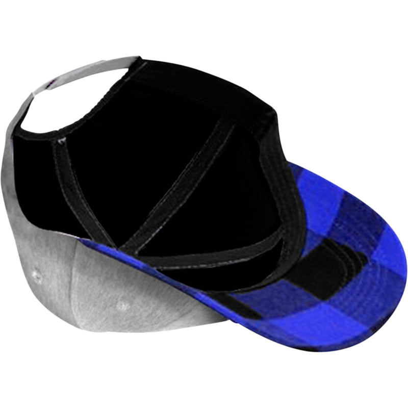 YAMAHA APPAREL 2501-3916 NP21A-H2737 Yamaha Curved Bill Hat Yamaha Flannel Hat - Heather Gray/Blue