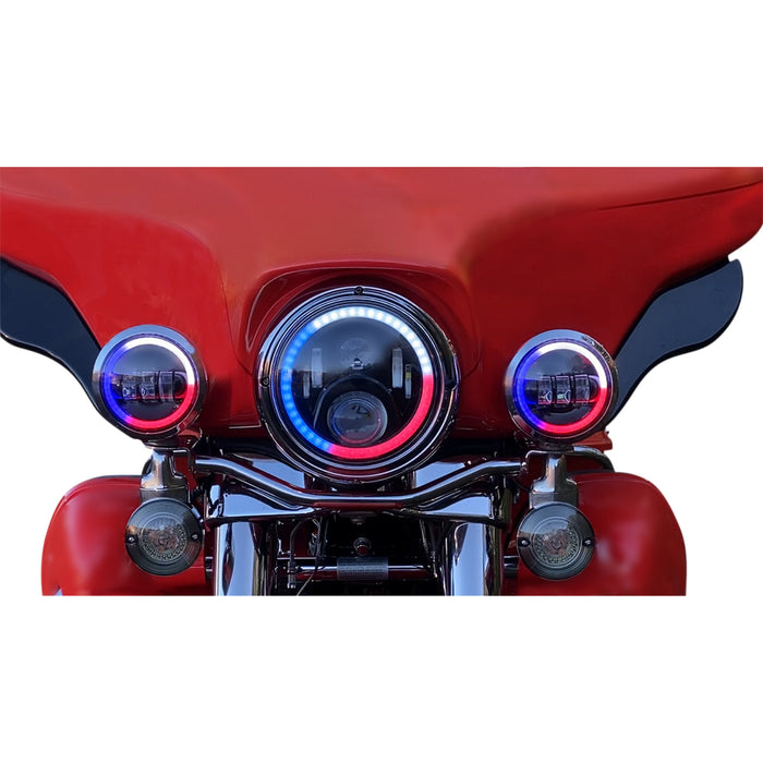CUSTOM DYNAMICS 2001-2423 PG-7-13-B ProGLOW™ LED Headlamp with Color Changing Halo - 7" Headlamp - with Mounting Ring - Black