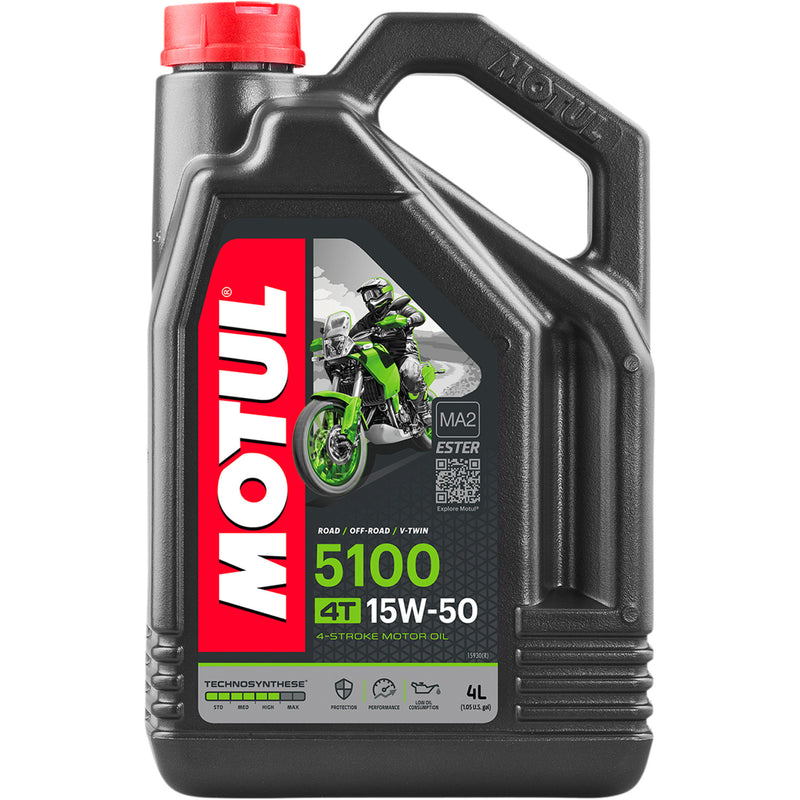 MOTUL 3601-0063 104083 5100 Synthetic Blend 4T Engine Oil 5100 4T Synthetic Blend Oil - 15W-50 - 4L