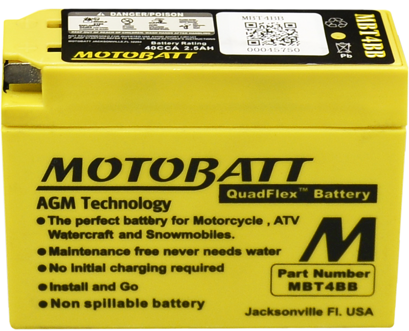 Motobatt 491-1021 MBT4BB BATTERY MBT4BB SEALED FACTORY ACTIVATED