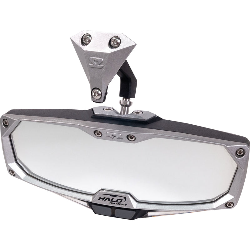 SEIZMIK 0640-1410 56-18022 Halo R Rear View Mirror with Cast Aluminum Bezel/LED Cabin Light - Maverick X3 Mirror - Halo R - Rear View w/LED Cabin Light - Rectangle - Silver w/Silver Bezel - Can Am X3