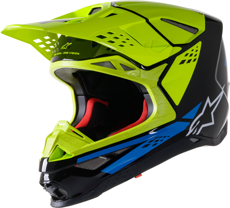 Alpinestars 482-9137M 8302922-1578-M S.TECH S-M8 FACTORY HELMET BLK/YLW FLUO/BLUE GLOSSY MD