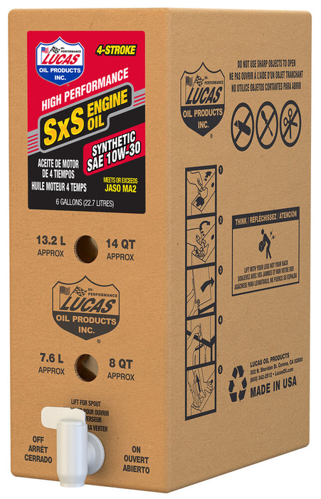 Lucas 58-54024 18047 SXS SYNTHETIC ENGINE OIL 10W30 6GAL BIB