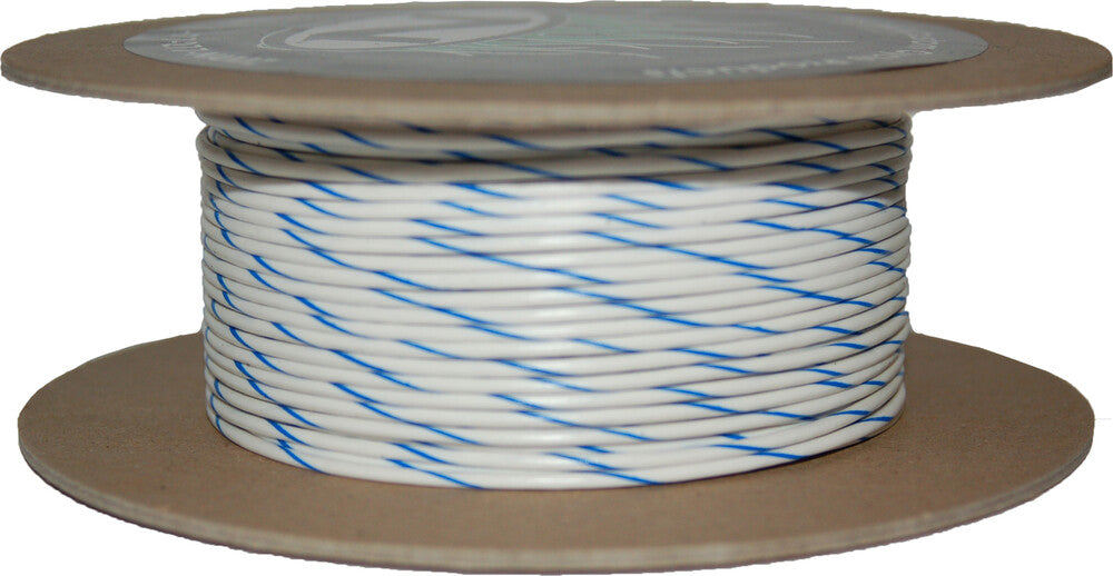 Namz Custom Cycle 850-08958 NWR-96-100 #18-GAUGE WHITE/BLUE STRIPE 100' SPOOL OF PRIMARY WIRE