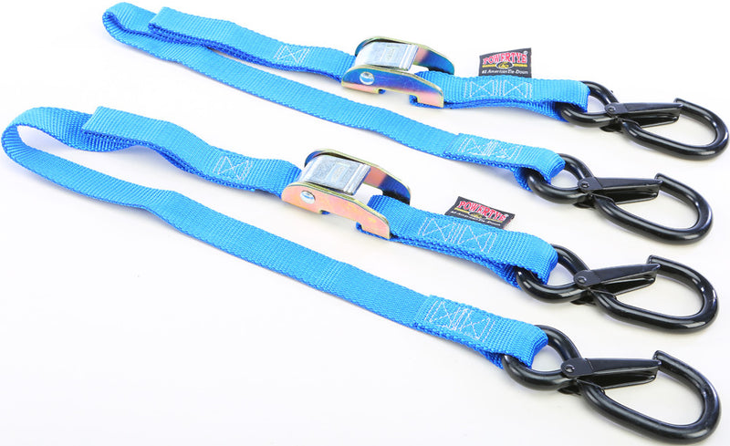 Powertye TIE-Down CAM SEC Hook Watercra Watercraft 1"X3' Blue Pair - 22033-S