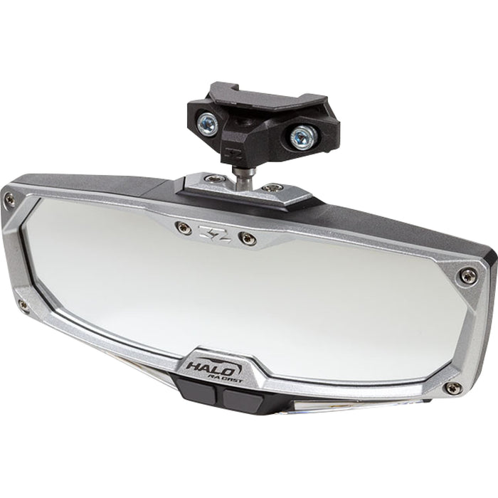 SEIZMIK 0640-1454 56-18001 Halo R Rear View Mirror with Cast Aluminum Bezel/LED Cabin Light - Pro XP Mirror - Halo R - Rear View w/LED Cabin Light - Rectangle - Black w/Silver Bezel