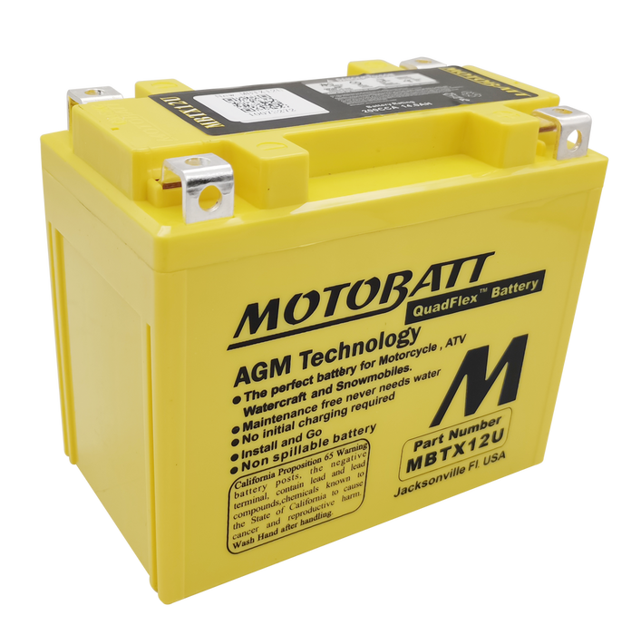 Motobatt 491-1005 MBTX12U BATTERY MBTX12U SEALED FACTORY ACTIVATED
