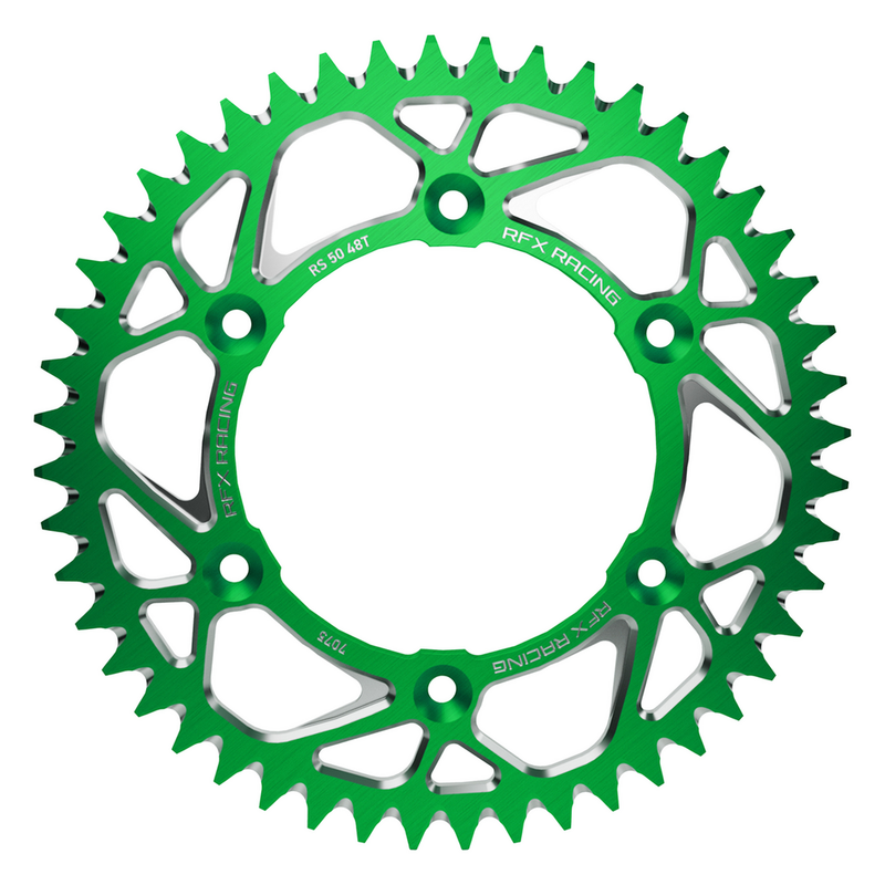 RFX Aluminum Rear Sprocket 50T Green - FXRS 25-50 99GN Kawasaki KX 80 / KX 100 / KX 85 / KX 112 1983-2026