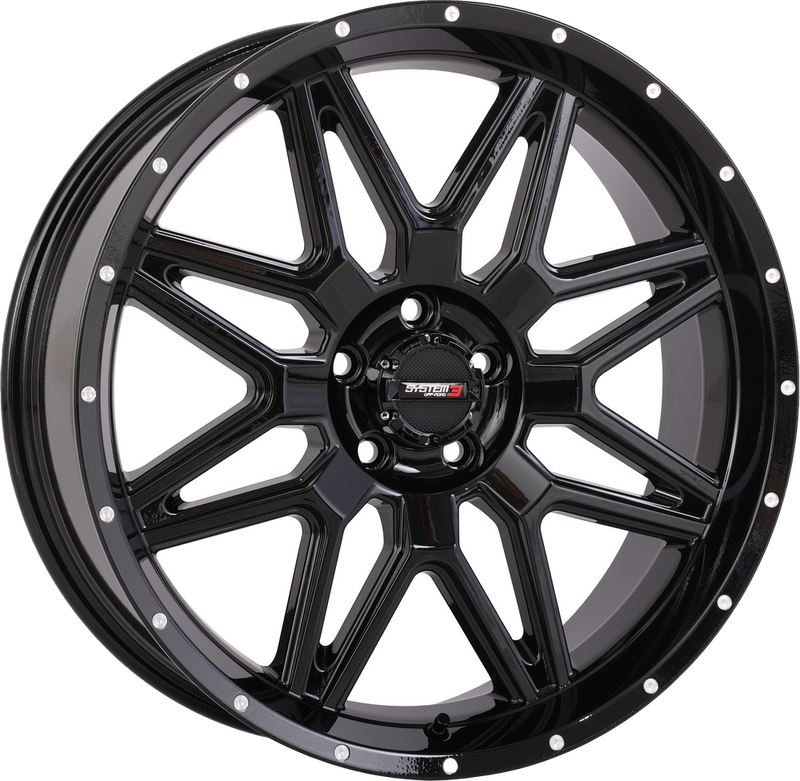 System 3 3-207155 20S3-7155 ST7 WHEEL 20X7 4+3 (+10MM) 5/4.5 GLOSS BLACK