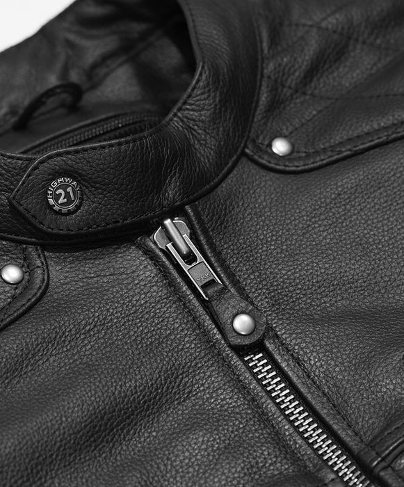 Gasser jacket collar and zipper in black