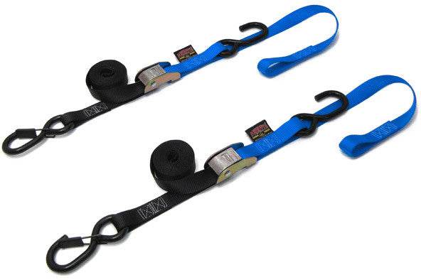 Powertye TIE-Down CAM SEC Hook Soft-TYE 1"X6' Black Blue Pair - 23623-S