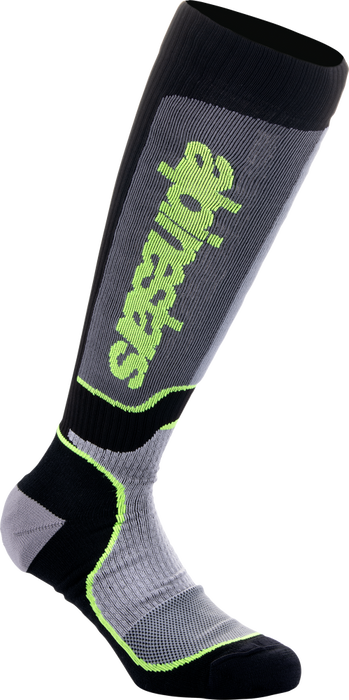 Alpinestars 482-9929M 4702324-175-M MX PLUS SOCKS BLK/GREY/YLW FLUO MD