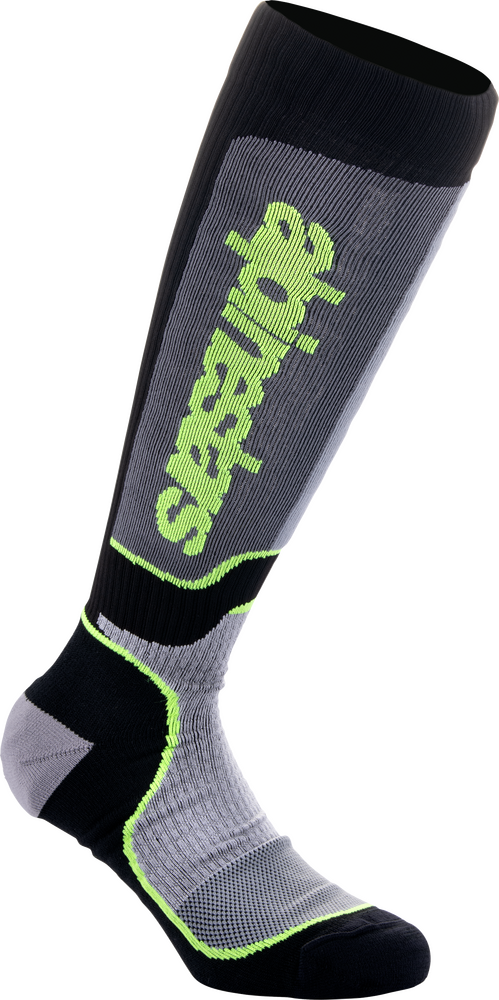 Alpinestars MX Plus Socks Black Grey YLW Fluo SM - 4702324-175-S