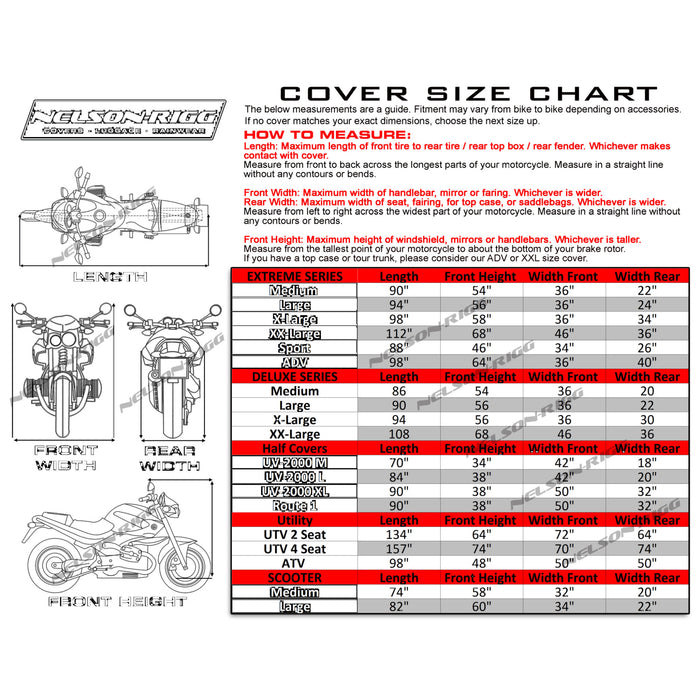 NELSON RIGG 4001-0129 DC-505-05-XX DC-505 Motorcycle Dust Cover - 2XL