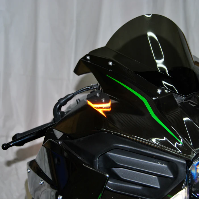 New Rage Cycles Mirror Block OFF Turn Signals - H2-MBO Kawasaki Ninja 2015-2025