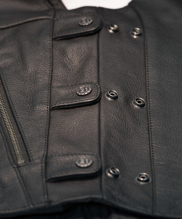 Button clasp on 12 Gauge Vest