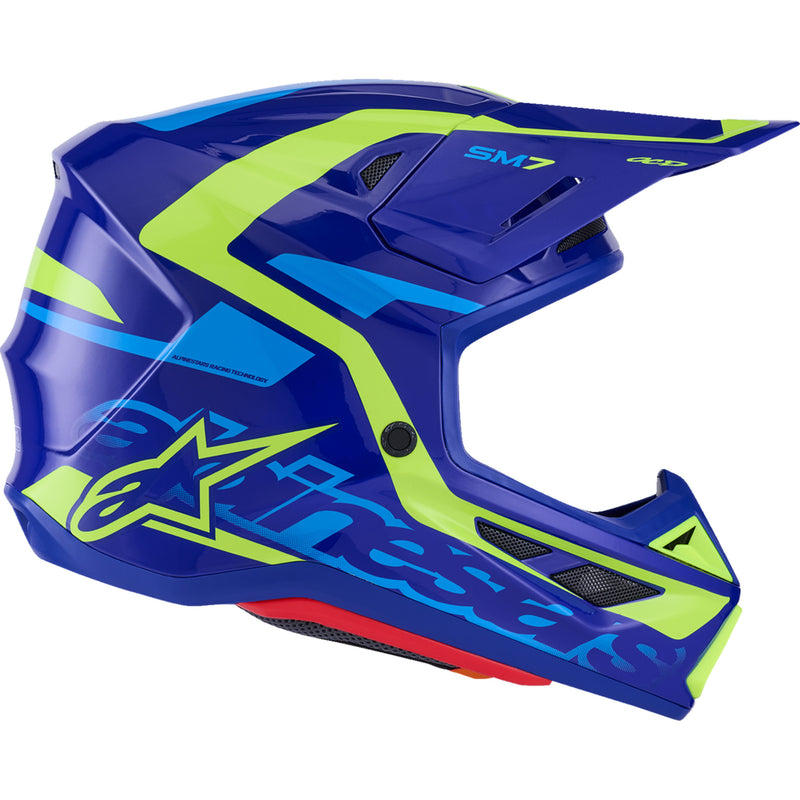 ALPINESTARS SM7 Deed Helmet - Gloss Blue/Yellow Fluo