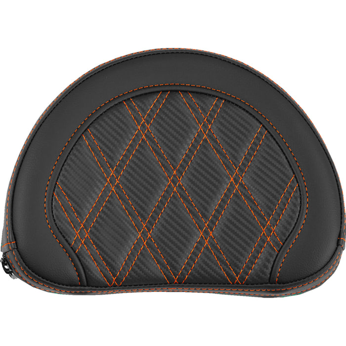 SADDLEMEN 0822-0672 051320703 Contoured Sissy Bar Pad lattice stitch - orange stitch