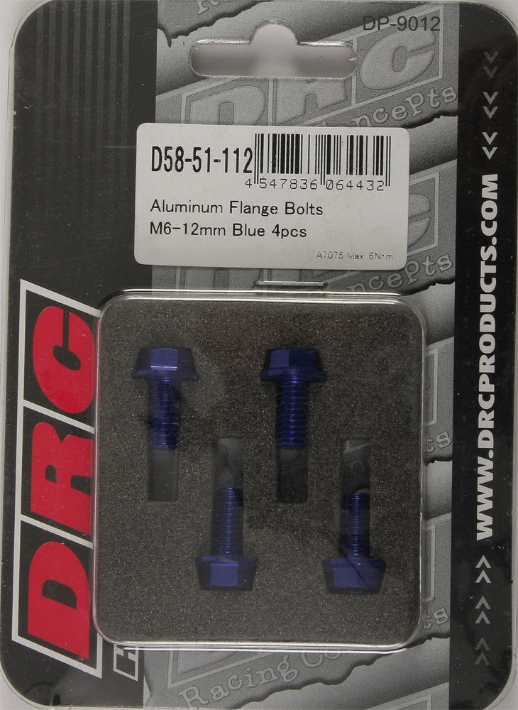 Drc 634-8312B D58-51-112 ALUMINUM FLANGE BOLTS BLUE M6X12MM 4/PK