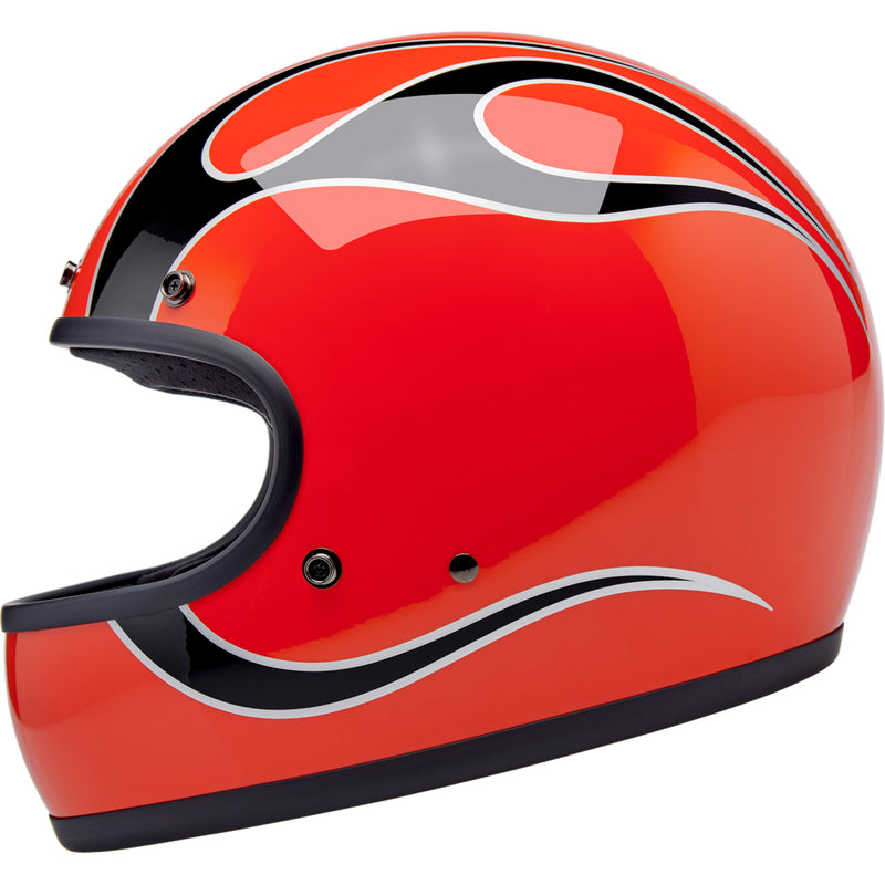 BILTWELL Gringo Flames Helmet - Competition Orange