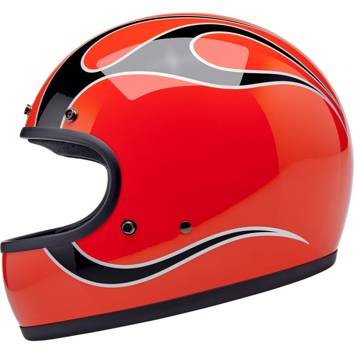BILTWELL Gringo Flames Helmet - Competition Orange