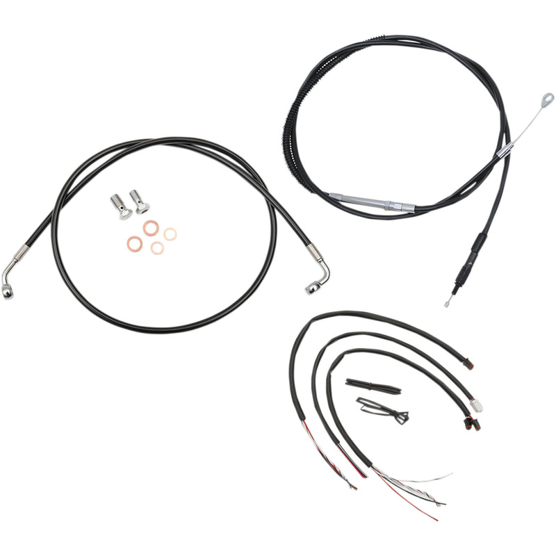 LA Choppers Complete Black Vinyl Braided Handlebar Cable Brake Line Kit 12"-14" Handlebars - LA-8153KT2-13B For Harley Softail 2018-2022