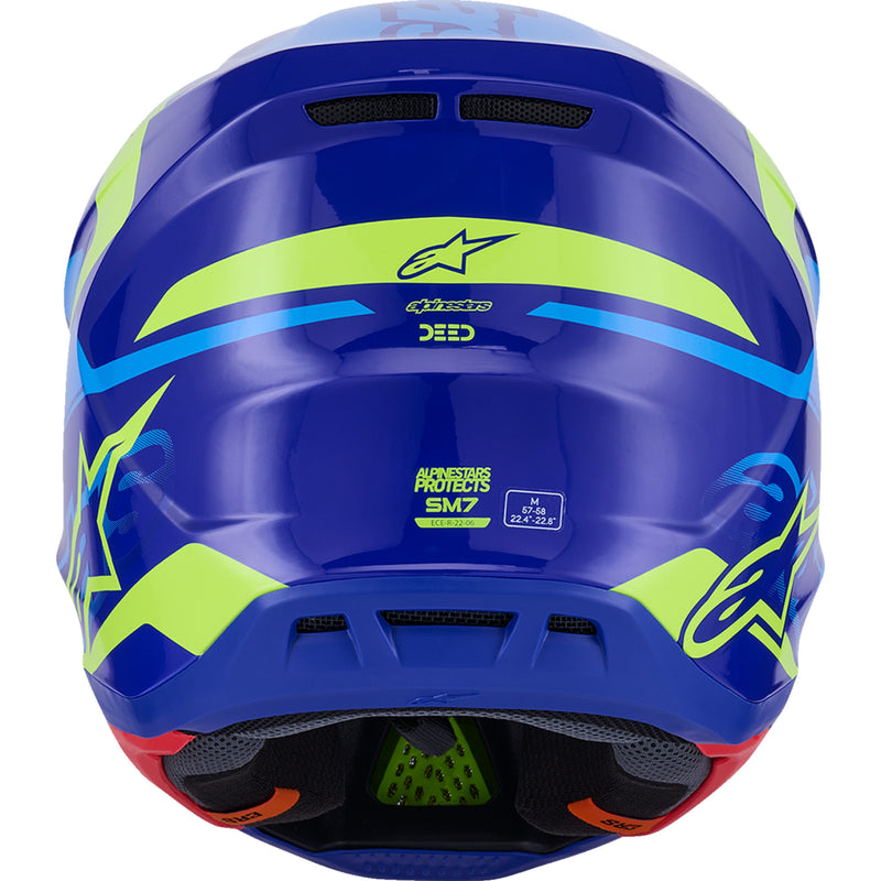ALPINESTARS SM7 Deed Helmet - Gloss Blue/Yellow Fluo
