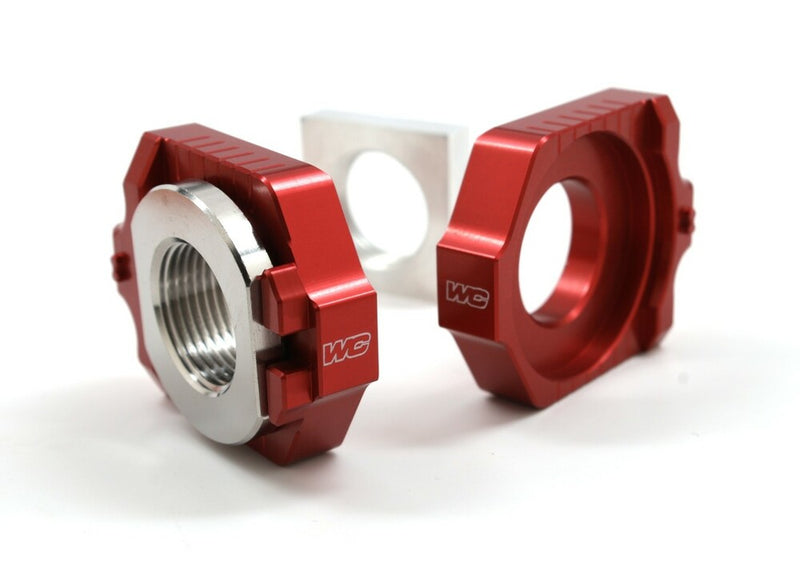 Works Axle Blocks Elite KTM HUS RED - 17-256 KTM Dirt Bikes 2022-2023