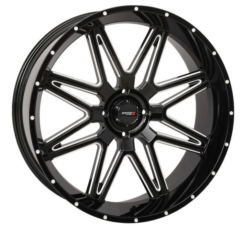 System 3 ST7 Wheel 24X9 5+4 (0MM) 4/137 Gloss Black Milled - 24S3-7237 For Honda Pioneer 2016-2023 | Bombardier Outlander 2003-2006