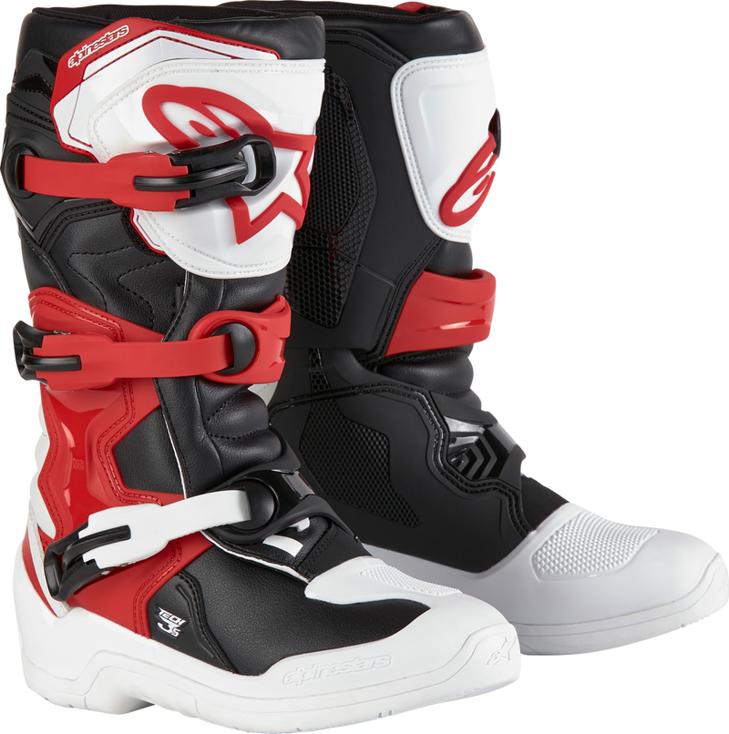 Alpinestars 482-47608 2014024-2030-8 TECH 3S YOUTH BOOTS WHT/BLK/BT RED SZ 8