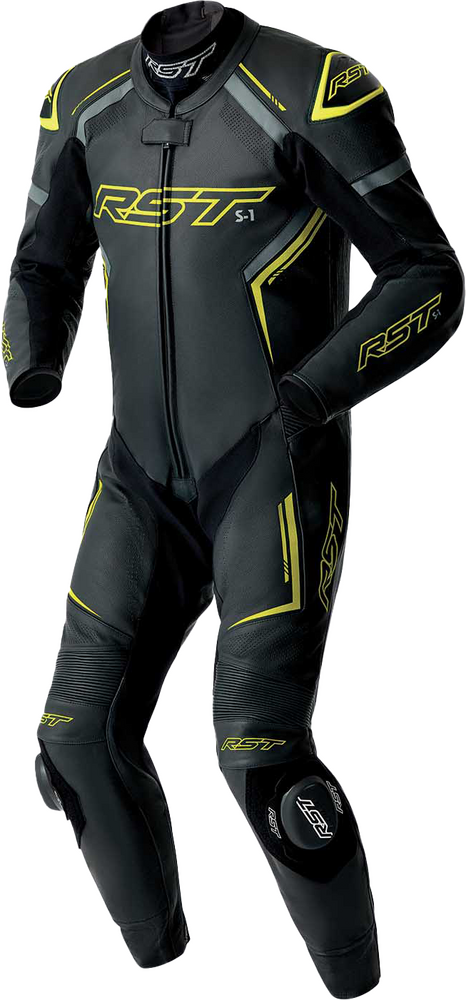 Rst 556-3604244 103604F.YEL-44 S1 D3O SUIT BLK/GRY/FLO YEL LEATHER LG
