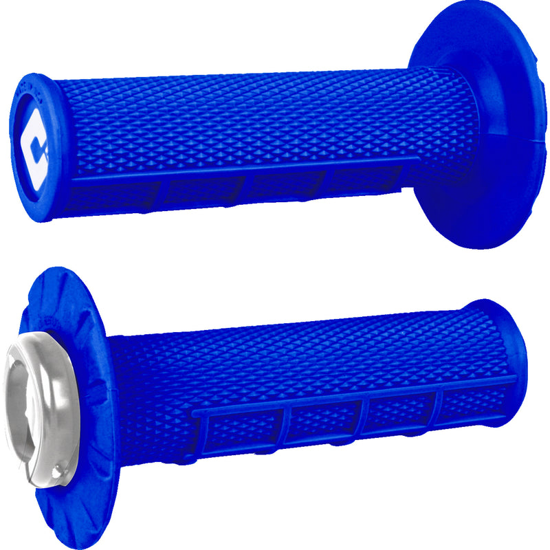 ODI 0630-3286 J33HWU-S Half Waffle v2.1 Lock-On Grips atv/mx - bright blue/silver