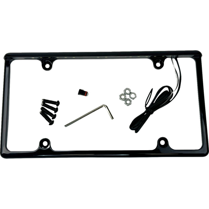 CUSTOM DYNAMICS 2030-2393 LPF-AUTO-B License Plate Frame with LED Tag Illumination License Plate Frame - LED - Gloss Black