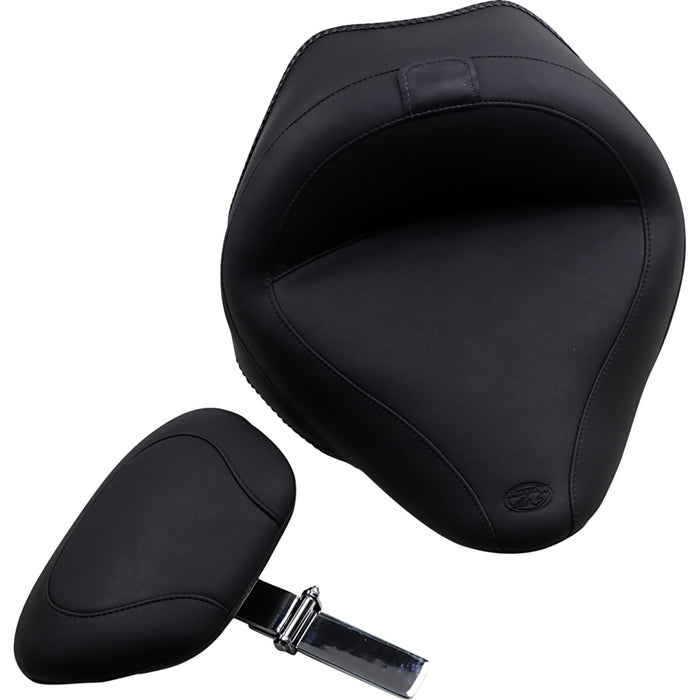 MUSTANG 0802-0765 79742 Wide Solo Seat with Removable Backrest - Vintage - Black - Smooth