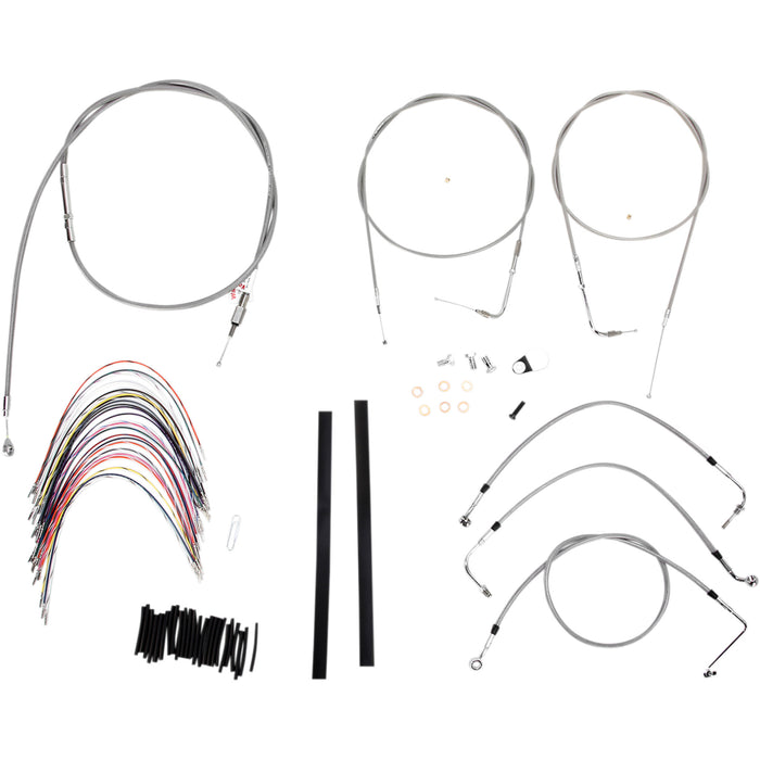 BURLY BRAND 0610-0733 B30-1081 Complete Stainless Braided Handlebar Cable/Brake Line Kit - 18" Ape Hanger Handlebars